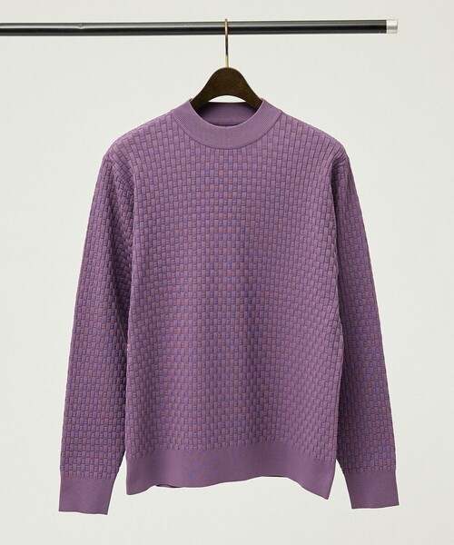 ABAHOUSE GRAY(アバハウスグレイ)の「【ハイストレッチ】ブロック ジャガード モックネックニット(ニット/セーター・メンズ・グレイッシュベージュ/モカ/ネイビー/ブラック/ホワイト/ブルー/パープル・46/48/50)」の7枚目の写真