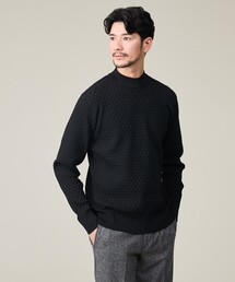 ABAHOUSE GRAY | 【ハイストレッチ】ブロックチェック ジャガード モックネックニット(ニット/セーター)