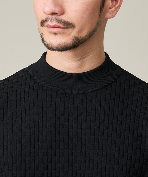 ABAHOUSE GRAY（アバハウスグレイ）の「【ハイストレッチ】ブロックチェック ジャガード モックネックニット（ニット/セーター・メンズ・グレイッシュベージュ/モカ/ネイビー/ブラック/ホワイト・46/48/50）」の9枚目の写真