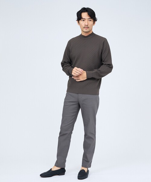 ABAHOUSE GRAY(アバハウスグレイ)の「【ハイストレッチ】ブロック ジャガード モックネックニット(ニット/セーター・メンズ・グレイッシュベージュ/モカ/ネイビー/ブラック/ホワイト/ブルー/パープル・46/48/50)」の13枚目の写真