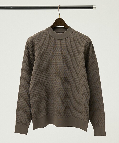 ABAHOUSE GRAY(アバハウスグレイ)の「【ハイストレッチ】ブロック ジャガード モックネックニット(ニット/セーター・メンズ・グレイッシュベージュ/モカ/ネイビー/ブラック/ホワイト/ブルー/パープル・46/48/50)」の14枚目の写真