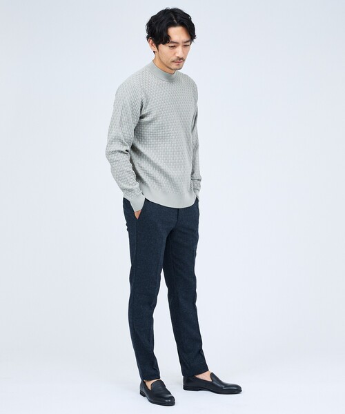ABAHOUSE GRAY(アバハウスグレイ)の「【ハイストレッチ】ブロック ジャガード モックネックニット(ニット/セーター・メンズ・グレイッシュベージュ/モカ/ネイビー/ブラック/ホワイト/ブルー/パープル・46/48/50)」の22枚目の写真