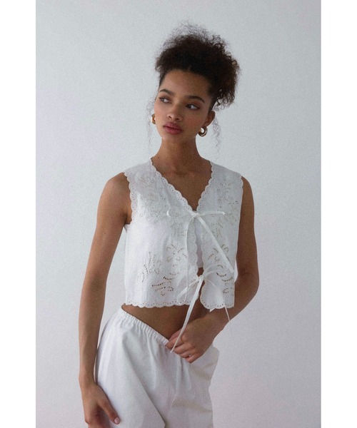 ALEXIA STAM（アリシアスタン）の「Embroidery Sleeveless Blouse /刺繍ノースリーブブラウス（シャツ/ブラウス・レディース・チャコールグレー/ピンク/ホワイト・FREE）」の19枚目の写真