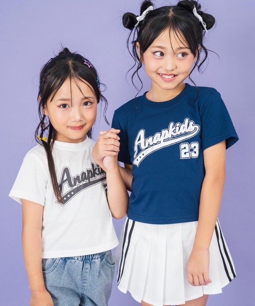 ANAP kids（アナップキッズ）の「スタジアム ロゴ プリント Tシャツ（Tシャツ/カットソー・キッズ・ホワイト/ネイビー/サックスブルー・110cm/120cm/130cm）」の4枚目の写真
