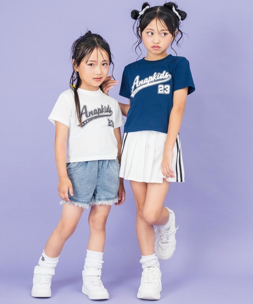 ANAP kids（アナップキッズ）の「スタジアム ロゴ プリント Tシャツ（Tシャツ/カットソー・キッズ・ホワイト/ネイビー/サックスブルー・110cm/120cm/130cm）」の5枚目の写真