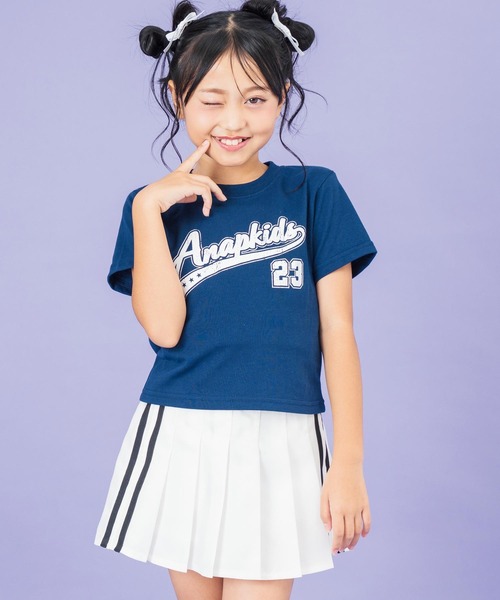 ANAP kids（アナップキッズ）の「スタジアム ロゴ プリント Tシャツ（Tシャツ/カットソー・キッズ・ホワイト/ネイビー/サックスブルー・110cm/120cm/130cm）」の9枚目の写真