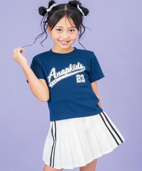 ANAP kids（アナップキッズ）の「スタジアム ロゴ プリント Tシャツ（Tシャツ/カットソー・キッズ・ホワイト/ネイビー/サックスブルー・110cm/120cm/130cm）」の10枚目の写真