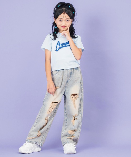 ANAP kids（アナップキッズ）の「スタジアム ロゴ プリント Tシャツ（Tシャツ/カットソー・キッズ・ホワイト/ネイビー/サックスブルー・110cm/120cm/130cm）」の16枚目の写真