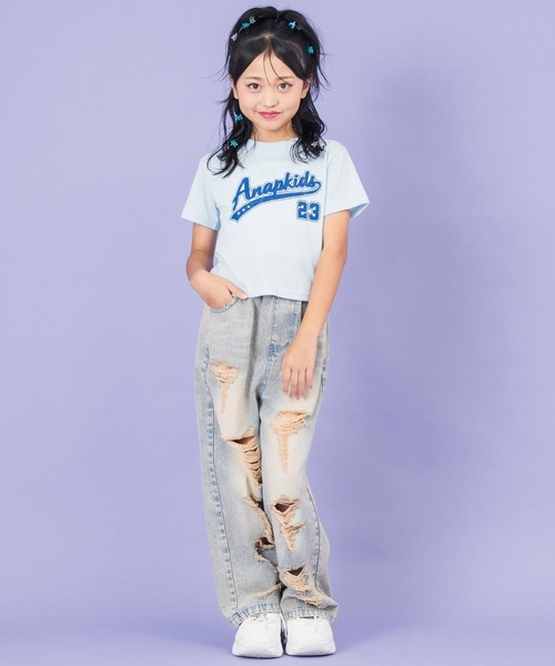 ANAP kids（アナップキッズ）の「スタジアム ロゴ プリント Tシャツ（Tシャツ/カットソー・キッズ・ホワイト/ネイビー/サックスブルー・110cm/120cm/130cm）」の17枚目の写真