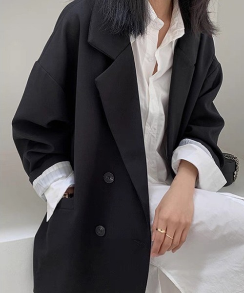 yuue' ( wear )(ユーイ)の「オーバーサイズ裏地ストライプテーラードジャケット(テーラードジャケット・レディース・ブラウン/ブラック・M)」の3枚目の写真
