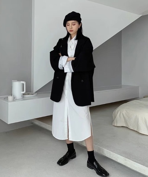 yuue' ( wear )(ユーイ)の「オーバーサイズ裏地ストライプテーラードジャケット(テーラードジャケット・レディース・ブラウン/ブラック・M)」の6枚目の写真