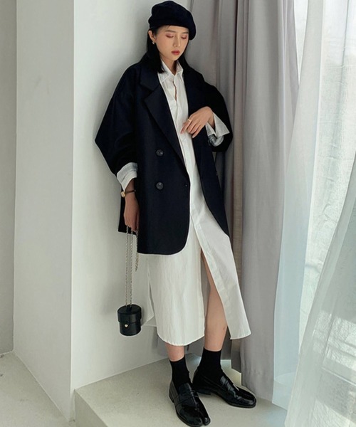 yuue' ( wear )(ユーイ)の「オーバーサイズ裏地ストライプテーラードジャケット(テーラードジャケット・レディース・ブラウン/ブラック・M)」の10枚目の写真