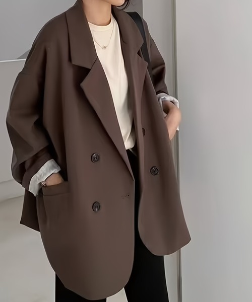 yuue' ( wear )(ユーイ)の「オーバーサイズ裏地ストライプテーラードジャケット(テーラードジャケット・レディース・ブラウン/ブラック・M)」の12枚目の写真