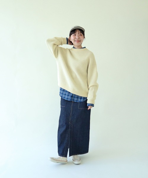 PAR ICI（パーリッシィ）の「BRITISH WOOL 片畦ニットプルオーバー（ニット/セーター・レディース・ホワイト/ブルー/グリーン/オレンジ/ネイビー/ブルー系その他・FREE）」の12枚目の写真