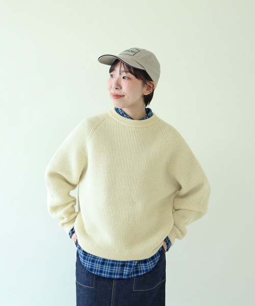 PAR ICI（パーリッシィ）の「BRITISH WOOL 片畦ニットプルオーバー（ニット/セーター・レディース・ホワイト/ブルー/グリーン/オレンジ/ネイビー/ブルー系その他・FREE）」の15枚目の写真