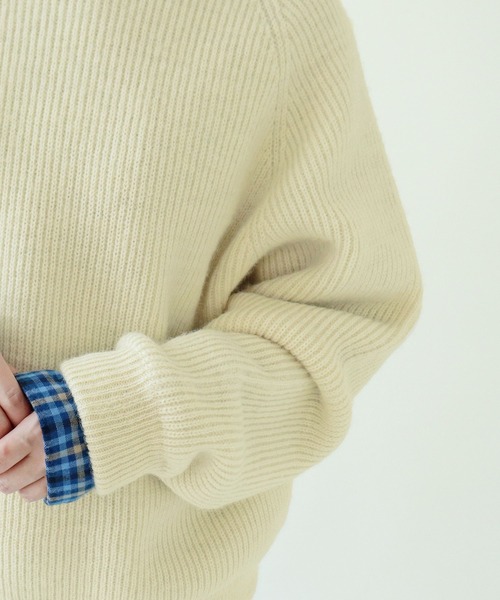 PAR ICI（パーリッシィ）の「BRITISH WOOL 片畦ニットプルオーバー（ニット/セーター・レディース・ホワイト/ブルー/グリーン/オレンジ/ネイビー/ブルー系その他・FREE）」の11枚目の写真