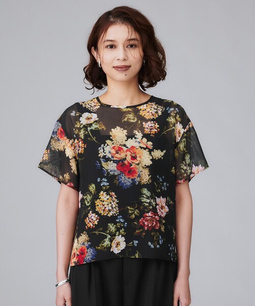 UNTITLED(アンタイトル)の「【セットアップ可/花柄エレガント】アンティークフラワー柄ブラウス(シャツ/ブラウス・レディース・ブラック系・48/44/04/03/02/01/00)」の4枚目の写真