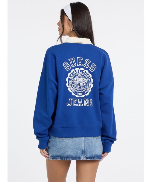 GUESS JEANS（ゲスジーンズ）の「GUESS JEANS Os Collar Slit Sweat スウェット（スウェット・レディース・ブラック/グレー/ブルー・X-SMALL/LARGE/MEDIUM/SMALL）」の5枚目の写真