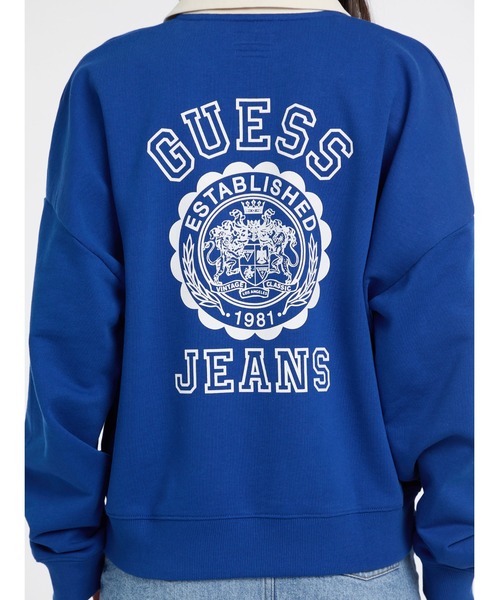 GUESS JEANS（ゲスジーンズ）の「GUESS JEANS Os Collar Slit Sweat スウェット（スウェット・レディース・ブラック/グレー/ブルー・X-SMALL/LARGE/MEDIUM/SMALL）」の8枚目の写真