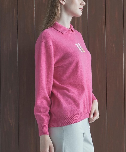 STUDIO PICONE（スタジオピッコーネ）の「カシミヤ100％襟付きニット（ニット/セーター・レディース・ブルー/ブラック/ピンク/イエロー・M/L）」の9枚目の写真