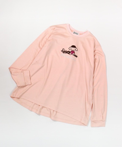 STUDIO PICONE(スタジオピッコーネ)の「コットン混刺繍冷感プルオーバー(Tシャツ/カットソー・レディース・ブラック/ライトオレンジ系/イエロー/ホワイト・M/L/LL)」の1枚目の写真