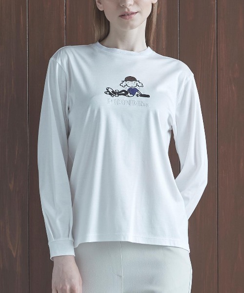 STUDIO PICONE(スタジオピッコーネ)の「コットン混刺繍冷感プルオーバー(Tシャツ/カットソー・レディース・ブラック/ライトオレンジ系/イエロー/ホワイト・M/L/LL)」の2枚目の写真