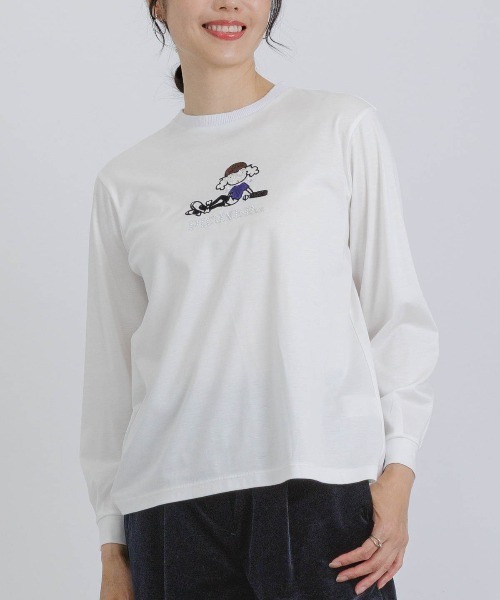 STUDIO PICONE(スタジオピッコーネ)の「コットン混刺繍冷感プルオーバー(Tシャツ/カットソー・レディース・ブラック/ライトオレンジ系/イエロー/ホワイト・M/L/LL)」の12枚目の写真