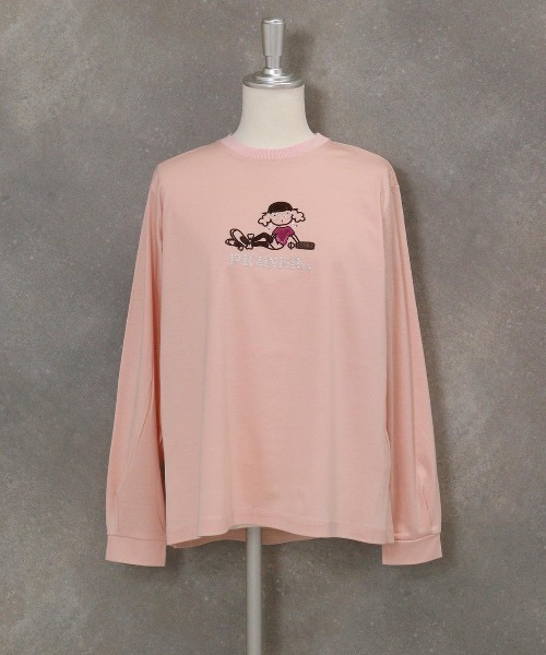 STUDIO PICONE(スタジオピッコーネ)の「コットン混刺繍冷感プルオーバー(Tシャツ/カットソー・レディース・ブラック/ライトオレンジ系/イエロー/ホワイト・M/L/LL)」の5枚目の写真