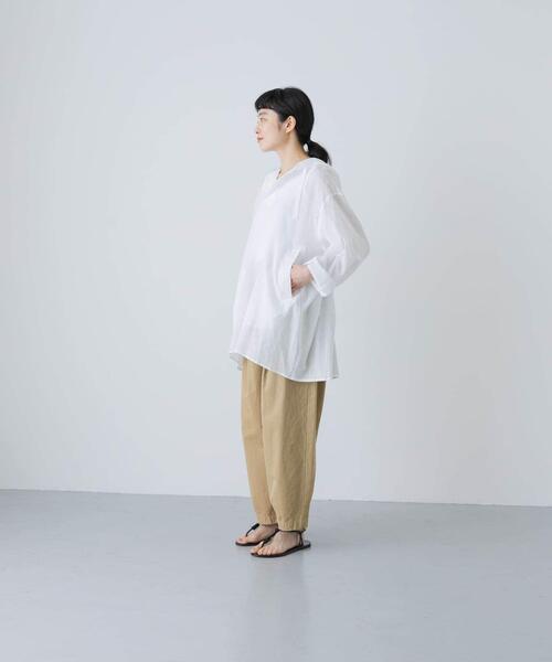 かぐれ（カグレ）の「シアーフーディチュニック（シャツ/ブラウス・レディース・オフホワイト/ネイビー・FREE）」の5枚目の写真