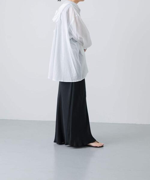 かぐれ（カグレ）の「シアーフーディチュニック（シャツ/ブラウス・レディース・オフホワイト/ネイビー・FREE）」の9枚目の写真