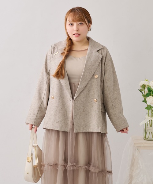 大きいサイズ】バックリボンチュールティアードワンピ+キャミワンピSET