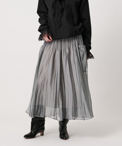 新品　ユナイテッドアローズ　オーガンジー ポケット フレアスカート UNITED ARROWS（ユナイテッドアローズ）の「オーガンジー