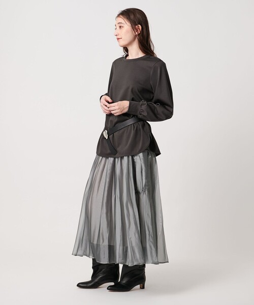 UNITED ARROWS(ユナイテッドアローズ)の「シャンブレー オーガンザ ポケット スカート(スカート・レディース・オフホワイト/ライトグレー/ネイビー・FREE)」の11枚目の写真