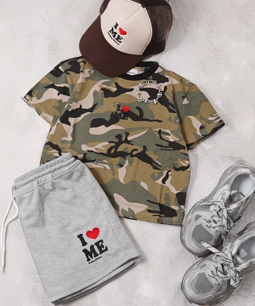 セール】【MEMORY】I LOVE ME カモフラージュ 迷彩 チビTシャツ / I