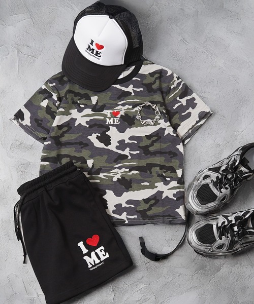#MEMORY(メモリー)の「【MEMORY】I LOVE ME カモフラージュ 迷彩 チビTシャツ / I LOVE ME Camouflage Mini T-shirt(Tシャツ/カットソー・レディース・グリーン系カモフラージュ/グレー系カモフラージュ・FREE)」の2枚目の写真