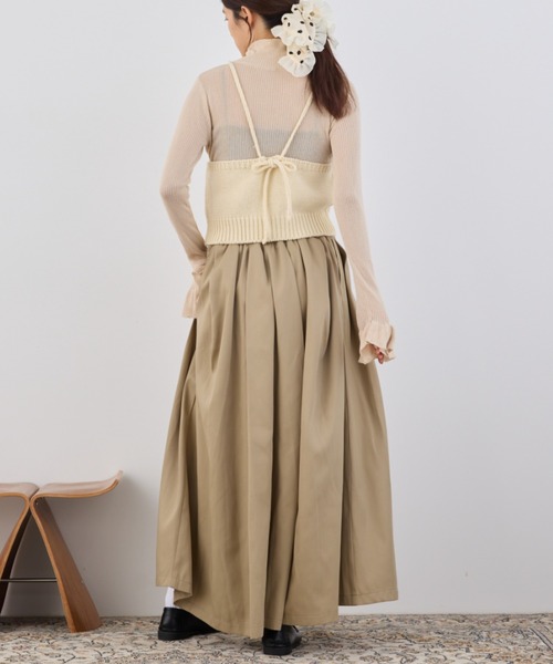 Libra Cue（リブラ キュー）の「マルチタックロングスカート（スカート・レディース・ブラック/ベージュ・FREE）」の4枚目の写真