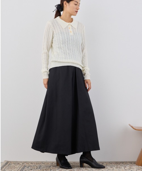 Libra Cue（リブラ キュー）の「マルチタックロングスカート（スカート・レディース・ブラック/ベージュ・FREE）」の7枚目の写真