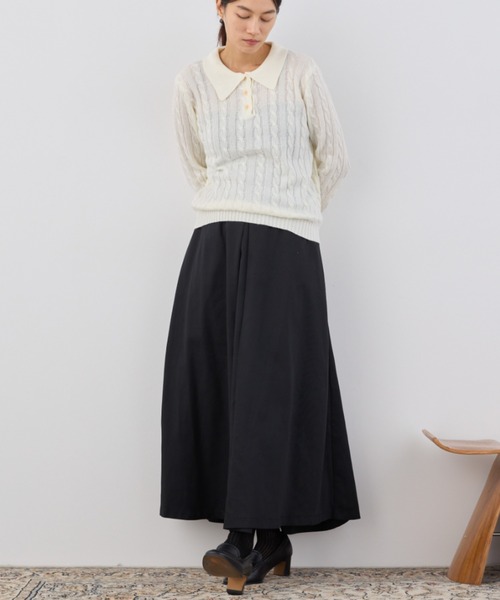 Libra Cue（リブラ キュー）の「マルチタックロングスカート（スカート・レディース・ブラック/ベージュ・FREE）」の8枚目の写真