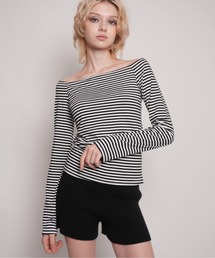 オフショルダー」に該当するトップス（ボーダー柄）ファッション通販