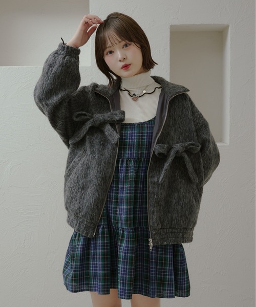 kutir(クティール)の「ダブルジップリボンシャギーブルゾン(ブルゾン・レディース・ブラウン/チャコールグレー/ブラック/アイボリー・FREE)」の3枚目の写真