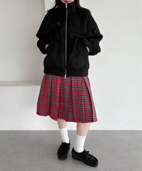 kutir(クティール)の「ダブルジップリボンシャギーブルゾン(ブルゾン・レディース・ブラウン/チャコールグレー/ブラック/アイボリー・FREE)」の14枚目の写真