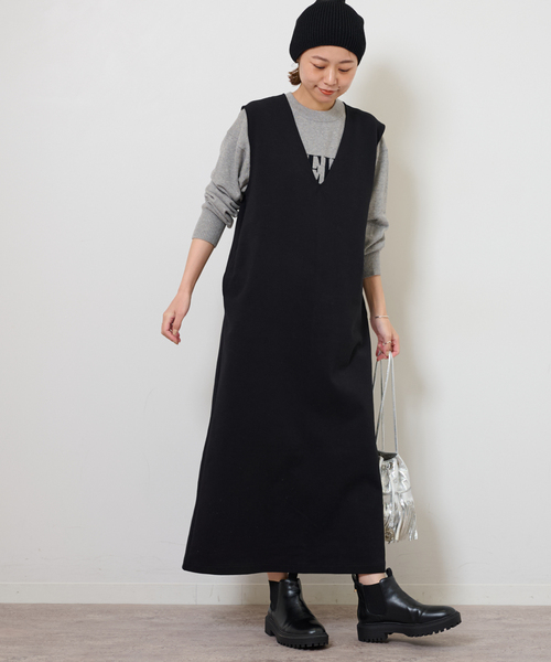 JOURNAL STANDARD relume(ジャーナルスタンダード レリューム)の「CTダンボールIラインワンピース(ワンピース・レディース・ブラック・FREE)」の6枚目の写真