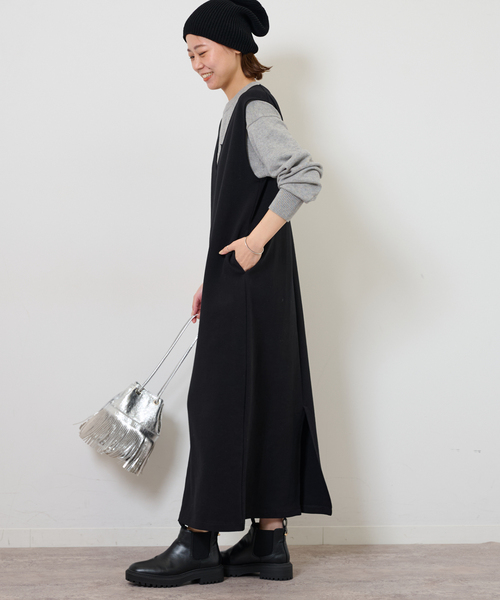 JOURNAL STANDARD relume(ジャーナルスタンダード レリューム)の「CTダンボールIラインワンピース(ワンピース・レディース・ブラック・FREE)」の8枚目の写真