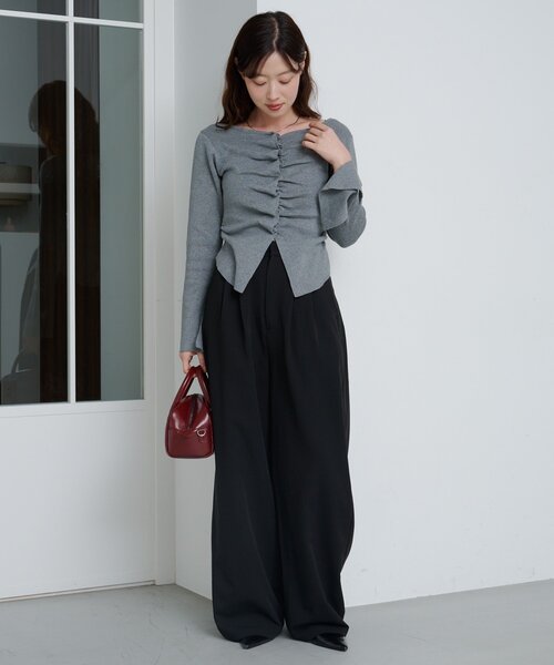 Kastane(カスタネ)の「【新色追加/2サイズ展開/低身長サイズ/無地&ストライプ】ピンストライプスラックス(スラックス・レディース・ネイビー/グレー/グレー系その他/ブラウン/ブルー系その他/ブラック系その他/ブラック・1/0)」の20枚目の写真