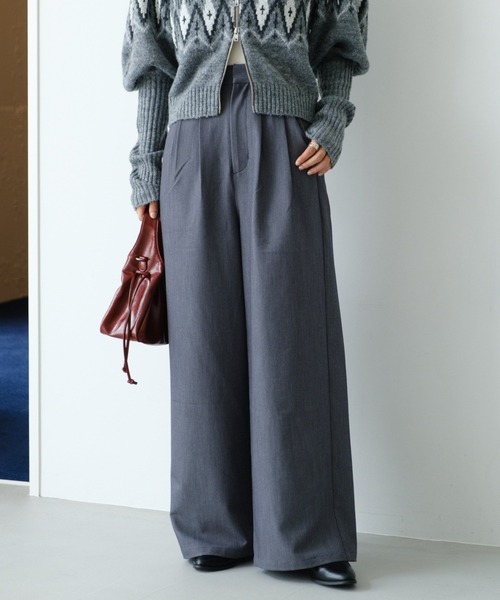 klasica スラックス 和紙　mサイズ　ストライプ　ネイビーグレー Kastane（カスタネ）の「【新色追加/2サイズ展開/低身長サイズ/無地