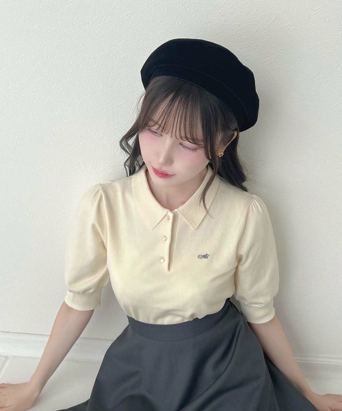 F i.n.t（フィント）の「別珍リボンベレー帽（ハンチング/ベレー帽・レディース・ブラック/ボルドー/ホワイト×ブラック・FREE）」の2枚目の写真