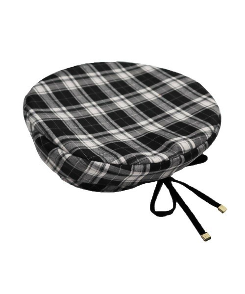 F i.n.t（フィント）の「別珍リボンベレー帽（ハンチング/ベレー帽・レディース・ブラック/ボルドー/ホワイト×ブラック・FREE）」の5枚目の写真