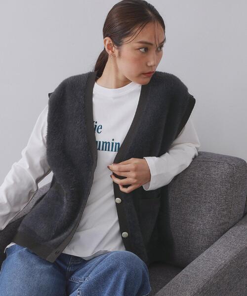 OPAQUE.CLIP(オペークドットクリップ)の「フェザーヤーンニットベスト【洗濯機OK/抗ピル】(ニット/セーター・レディース・チャコールグレー/ブラウン系その他/ベージュ系その他7・00)」の20枚目の写真