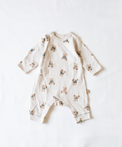 mocmof（モクモフ）の「テディベア柄 かんたんロンパース（ロンパース・キッズ・グレー/アイボリー・60cm/70cm/80ｃｍ）」の2枚目の写真
