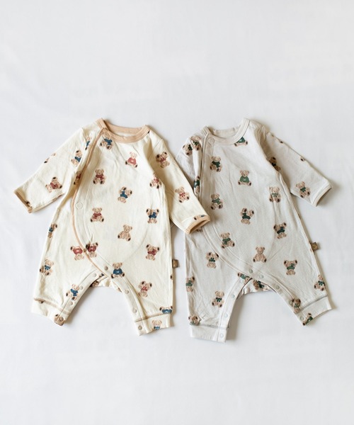 mocmof（モクモフ）の「テディベア柄 かんたんロンパース（ロンパース・キッズ・グレー/アイボリー・60cm/70cm/80ｃｍ）」の6枚目の写真